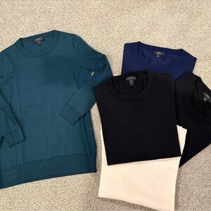 J. Crew Sweater Bundle! Women’s Wool Crew Necks Green, Navy, Black, Cream